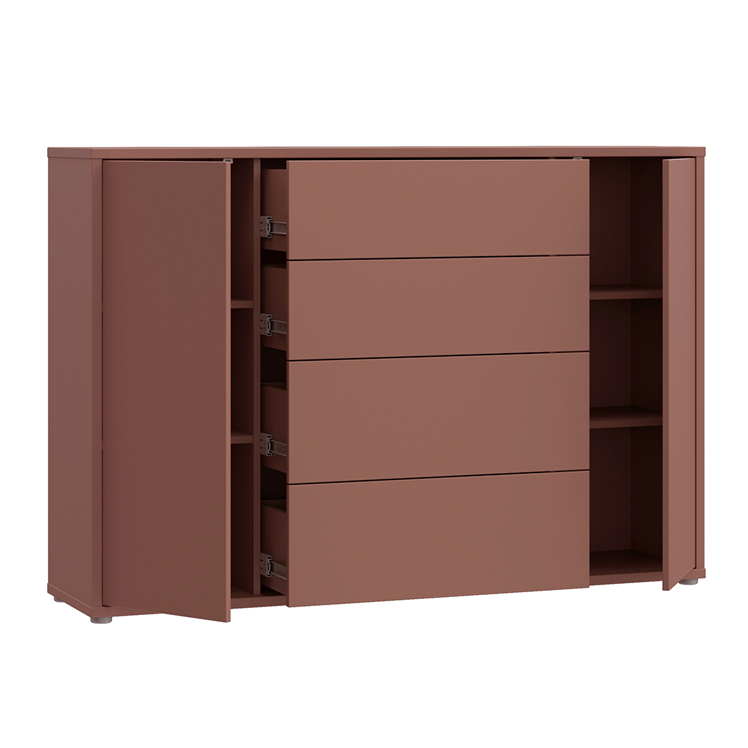 Wooden Sideboard Wide With 2 Push-to-Open Doors And 4 Drawers - Alice Springs