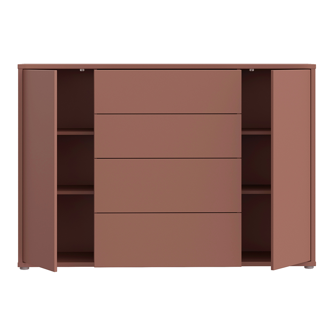 Wooden Sideboard Wide With 2 Push-to-Open Doors And 4 Drawers - Alice Springs