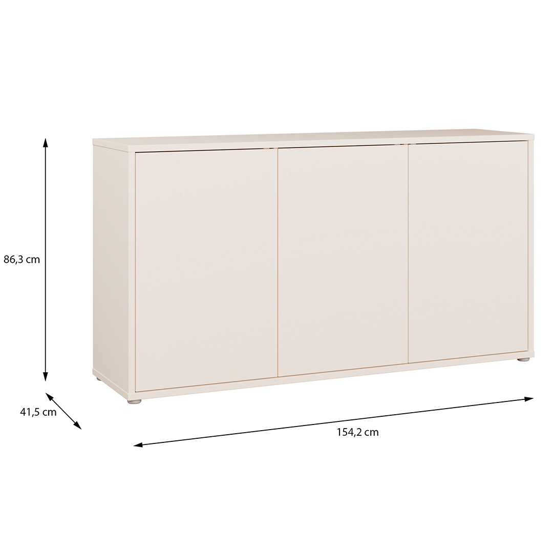 Wooden Sideboard Wide With 3 Push-to-Open Doors - Alice Springs