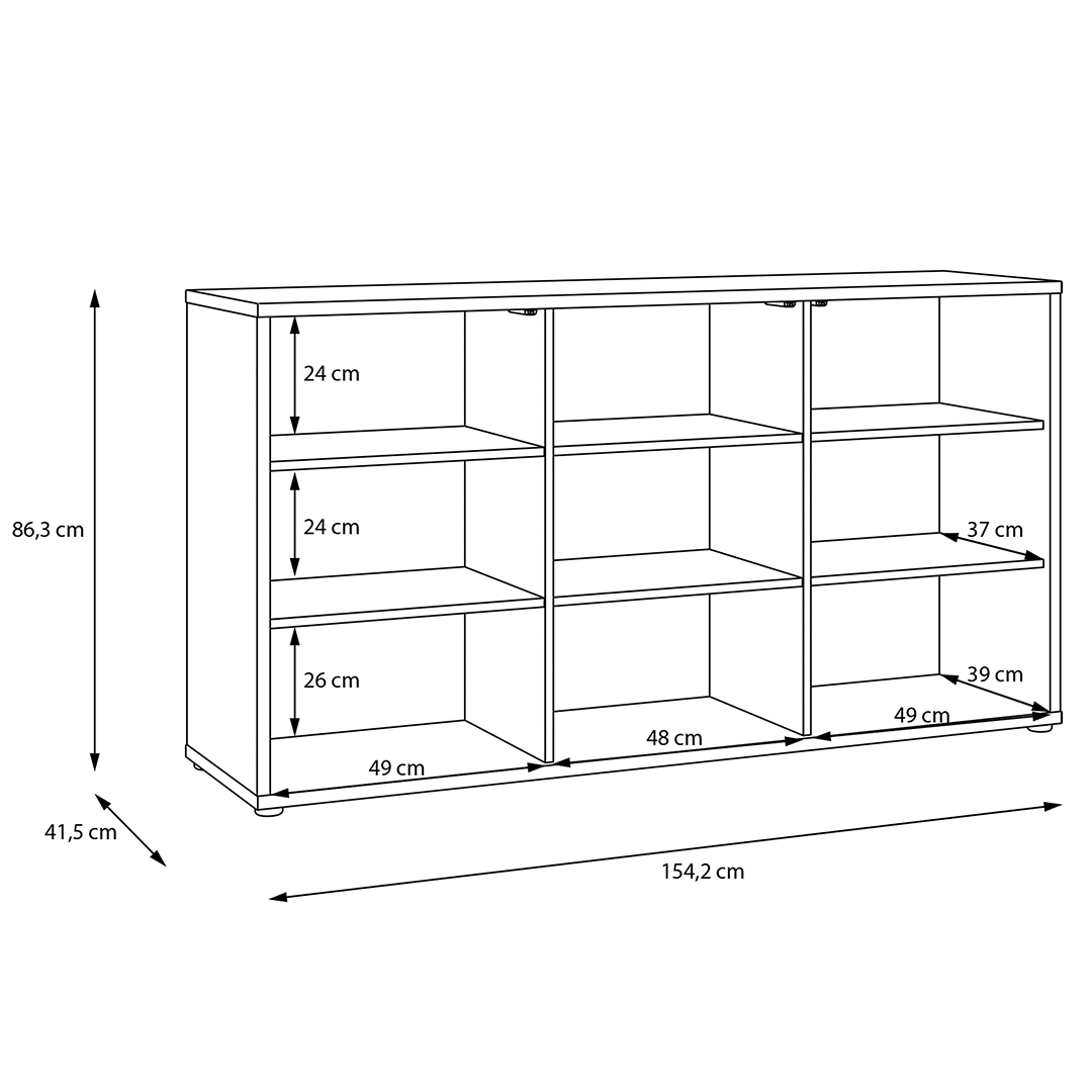 Wooden Sideboard Wide With 3 Push-to-Open Doors - Alice Springs
