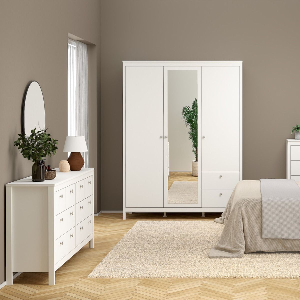 Wooden Sideboard Wide With 8 Drawers Double Dresser - Madrid