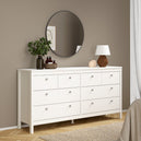 Wooden Sideboard Wide With 8 Drawers Double Dresser - Madrid