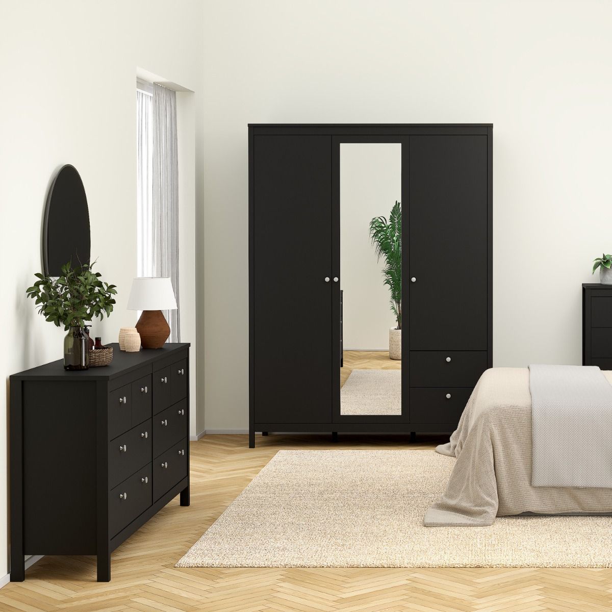 Wooden Sideboard Wide With 8 Drawers Double Dresser - Madrid