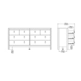 Wooden Sideboard Wide With 8 Drawers Double Dresser - Madrid