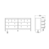 Wooden Sideboard Wide With 8 Drawers Double Dresser - Madrid