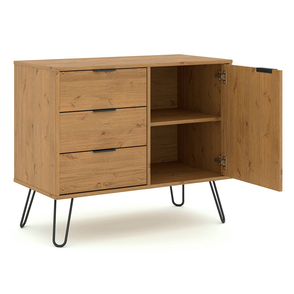 Wooden Sideboard With 1 Door And 3 Drawers - Augusta