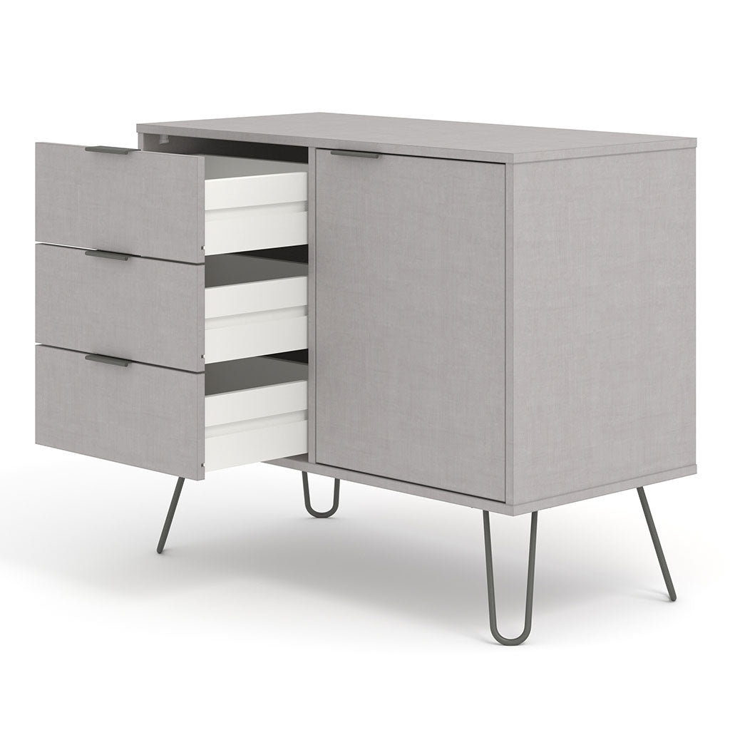 Wooden Sideboard With 1 Door And 3 Drawers - Augusta