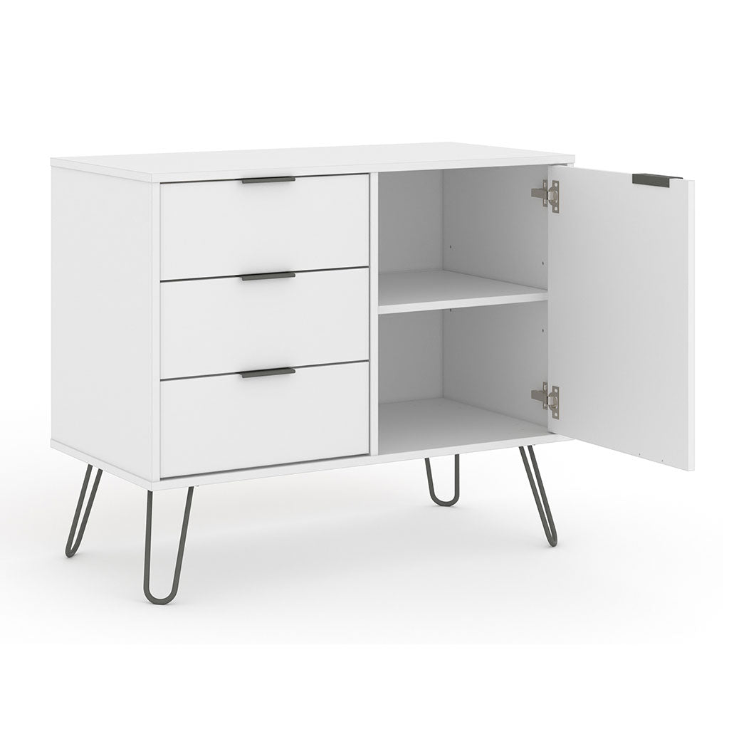 Wooden Sideboard With 1 Door And 3 Drawers - Augusta