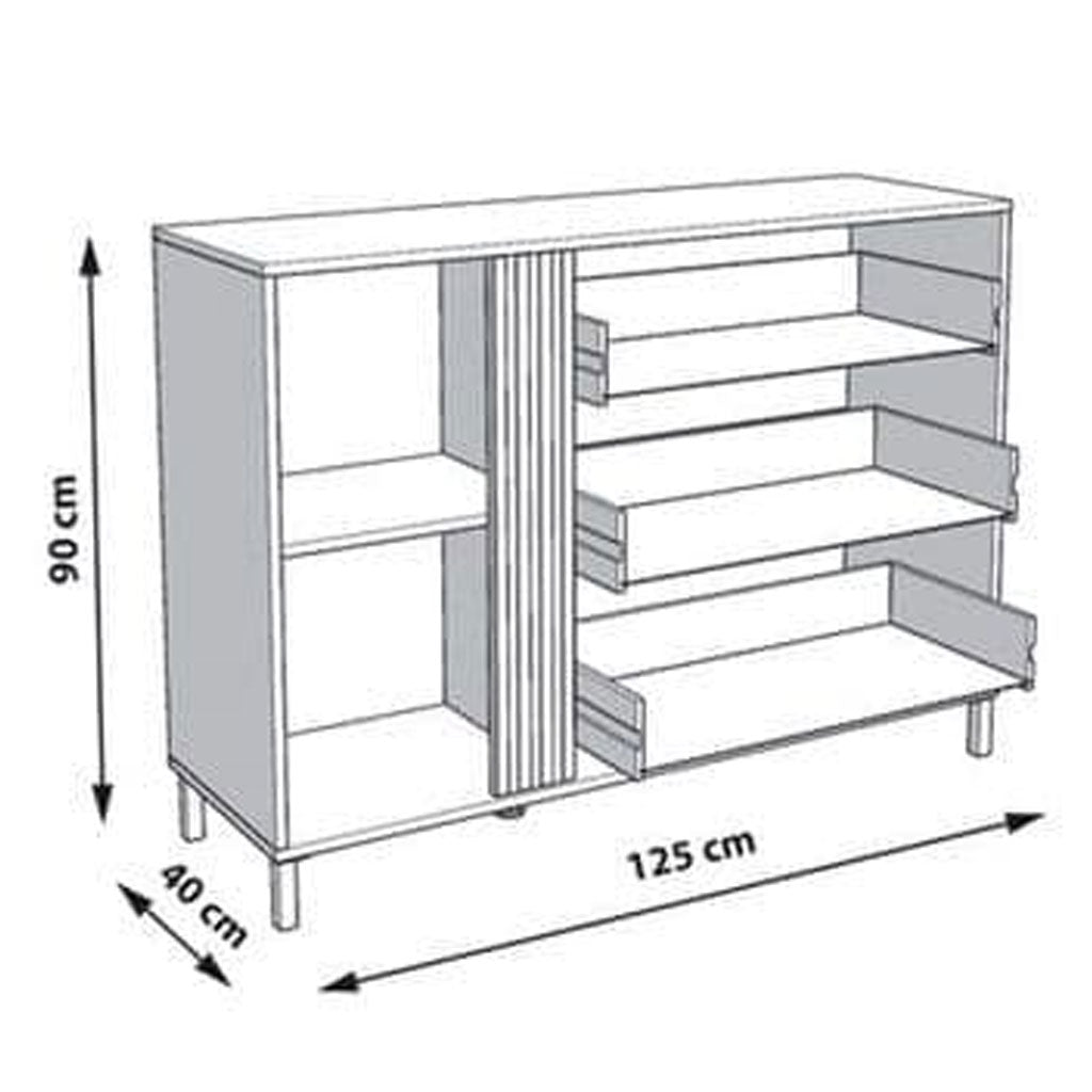 Wooden Sideboard With 1 Door And 3 Drawers - Grant