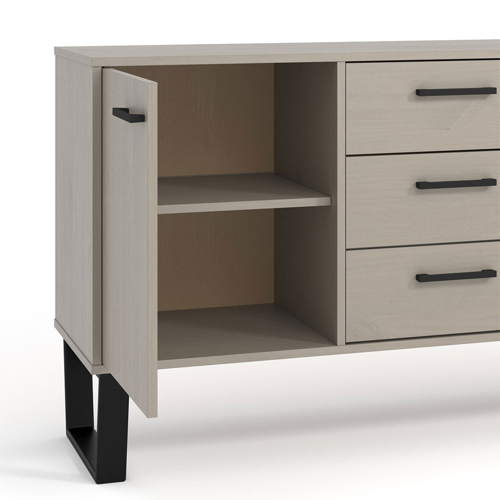 Wooden Sideboard With 1 Door And 3 Drawers - Texas