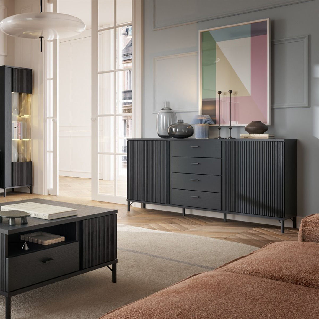 Wooden Sideboard With 2 Doors And 4 Drawers - Lusaka