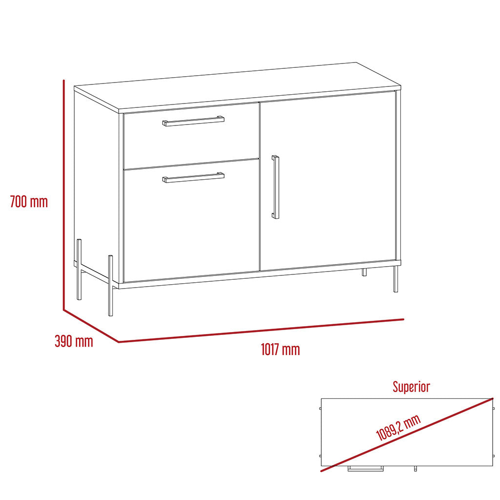 Wooden Sideboard With 2 Doors And 1 Drawer - Harvard