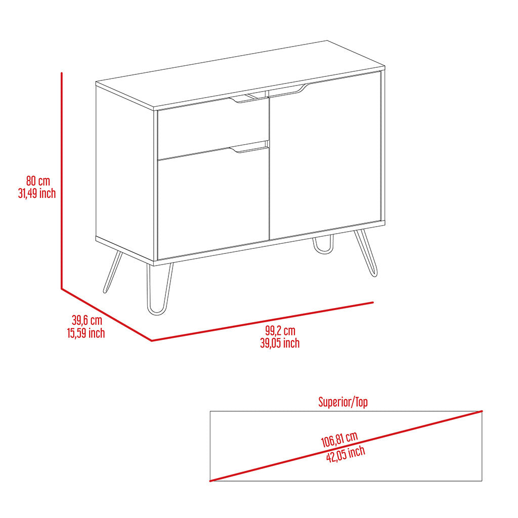 Wooden Sideboard With 2 Doors And 1 Drawer - Manhattan
