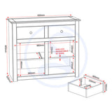 Wooden Sideboard With 2 Doors And 2 Drawers - Panama