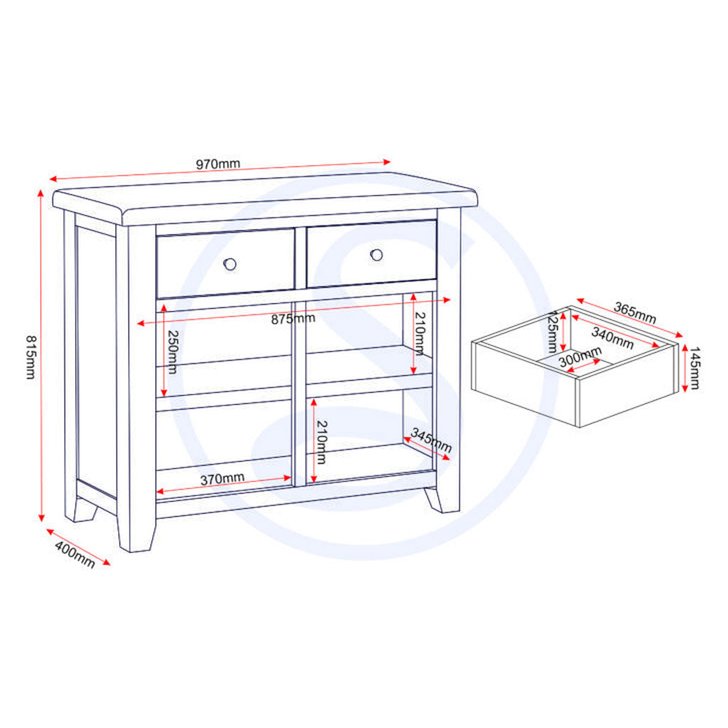 Wooden Sideboard With 2 Doors And 2 Drawers - Windsor