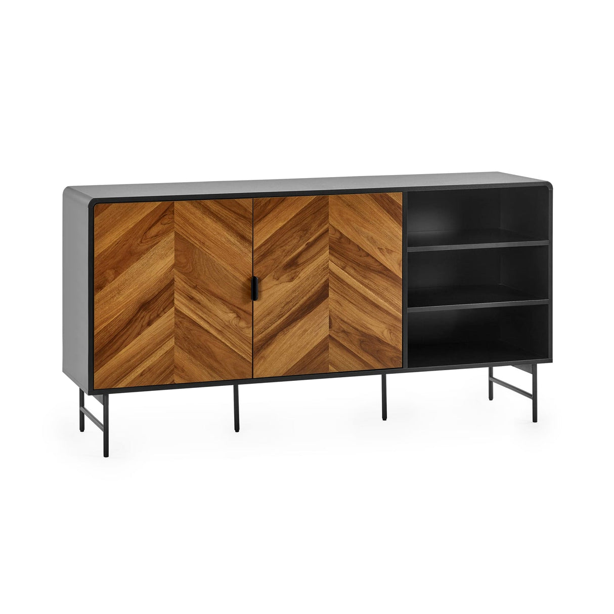 Wooden Sideboard With 2 Doors And 2 Shelves - Alvin