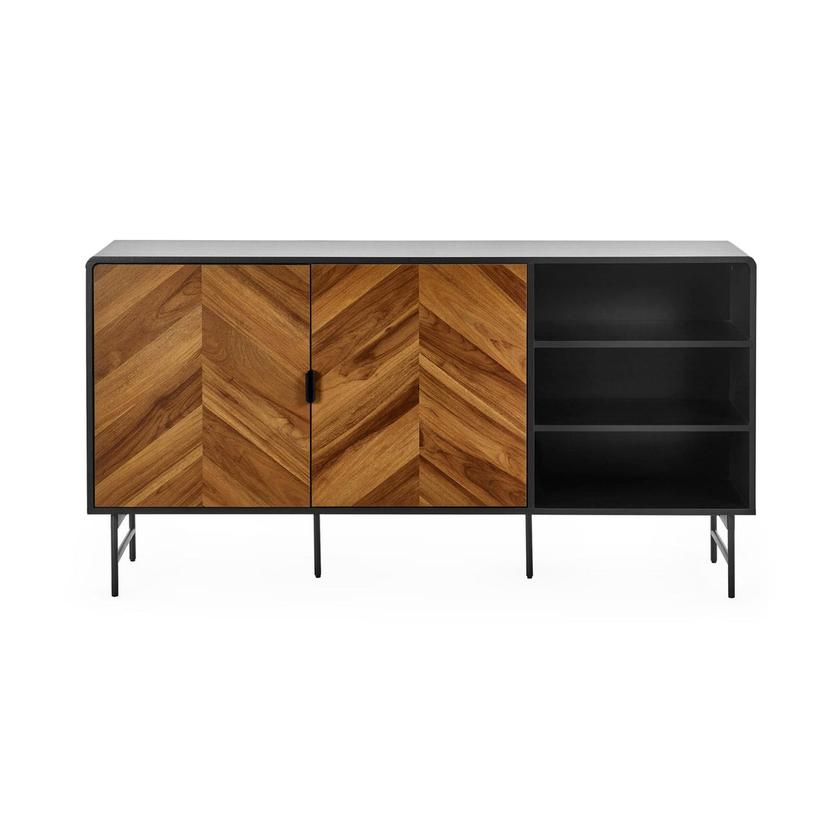 Wooden Sideboard With 2 Doors And 2 Shelves - Alvin