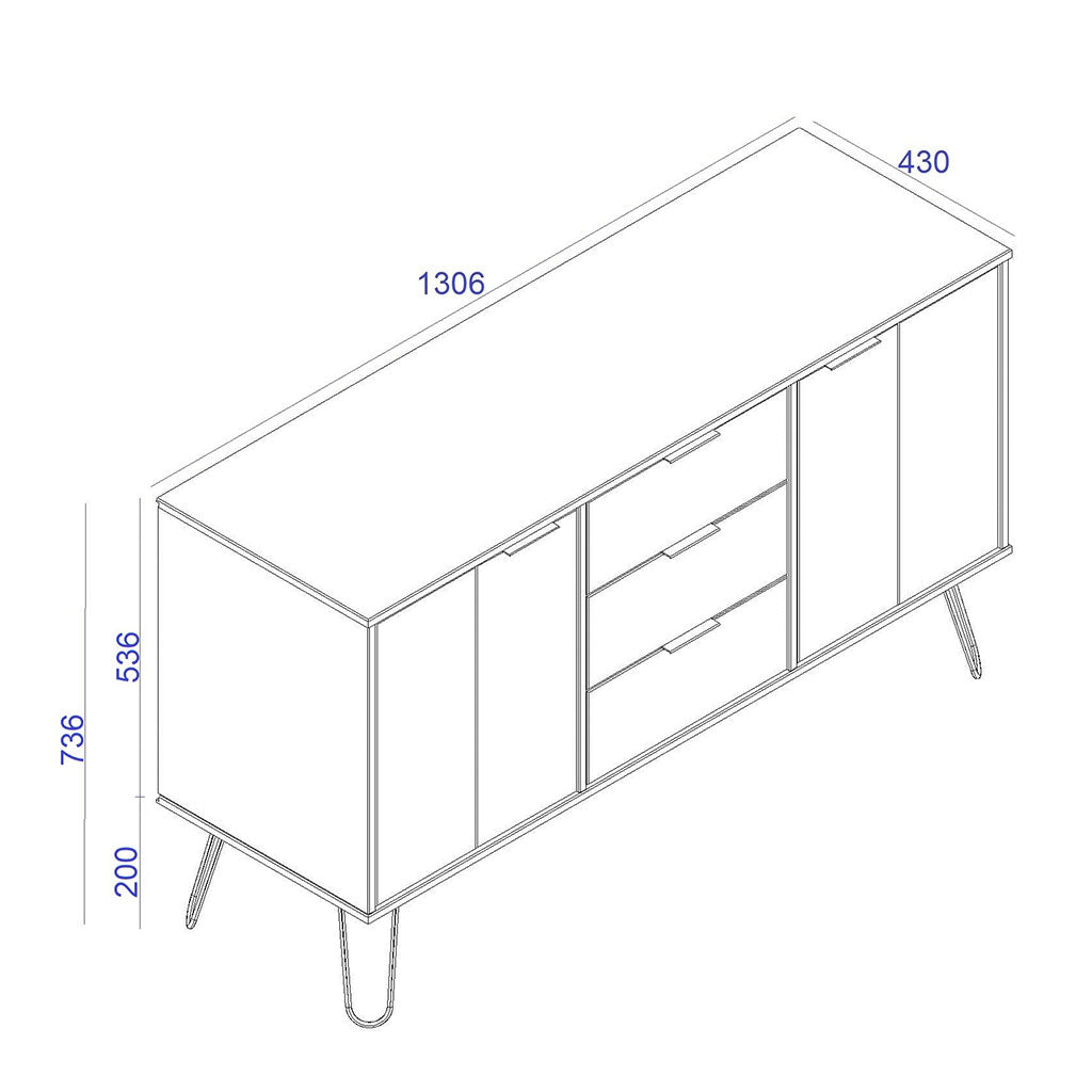 Wooden Sideboard With 2 Doors And 3 Drawers - Augusta