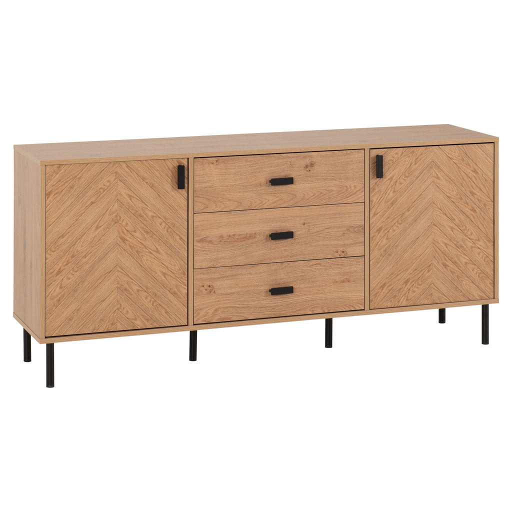 Wooden Sideboard With 2 Doors And 3 Drawers - Leon