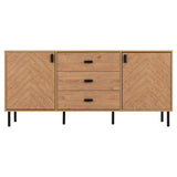 Wooden Sideboard With 2 Doors And 3 Drawers - Leon