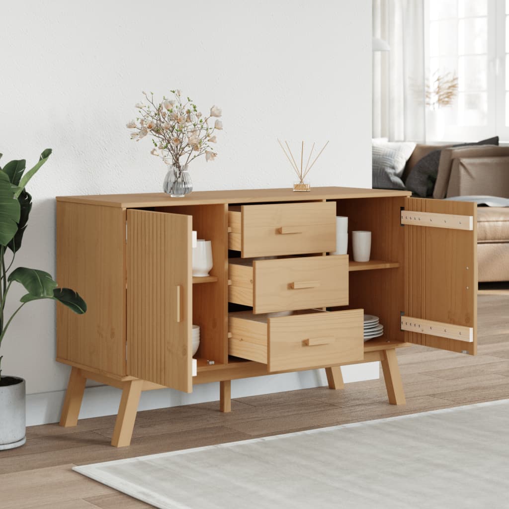 Wooden Sideboard With 2 Doors And 3 Drawers - Olden