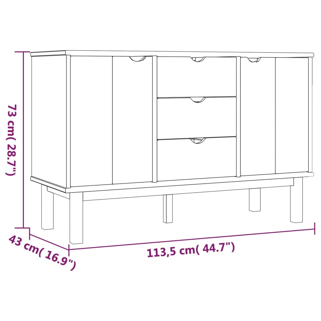 Wooden Sideboard With 2 Doors And 3 Drawers - Otta