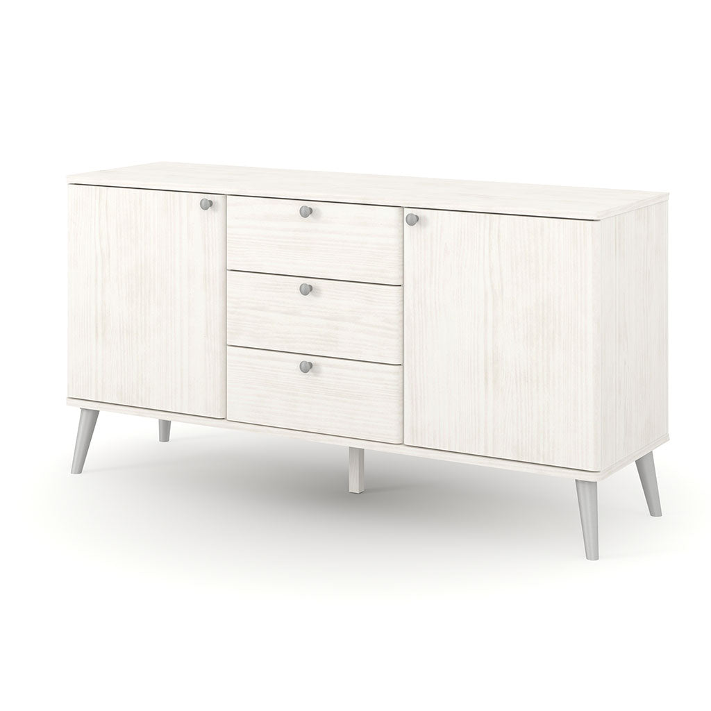 Wooden Sideboard With 2 Doors And 3 Drawers With Plastic Legs - Augusta