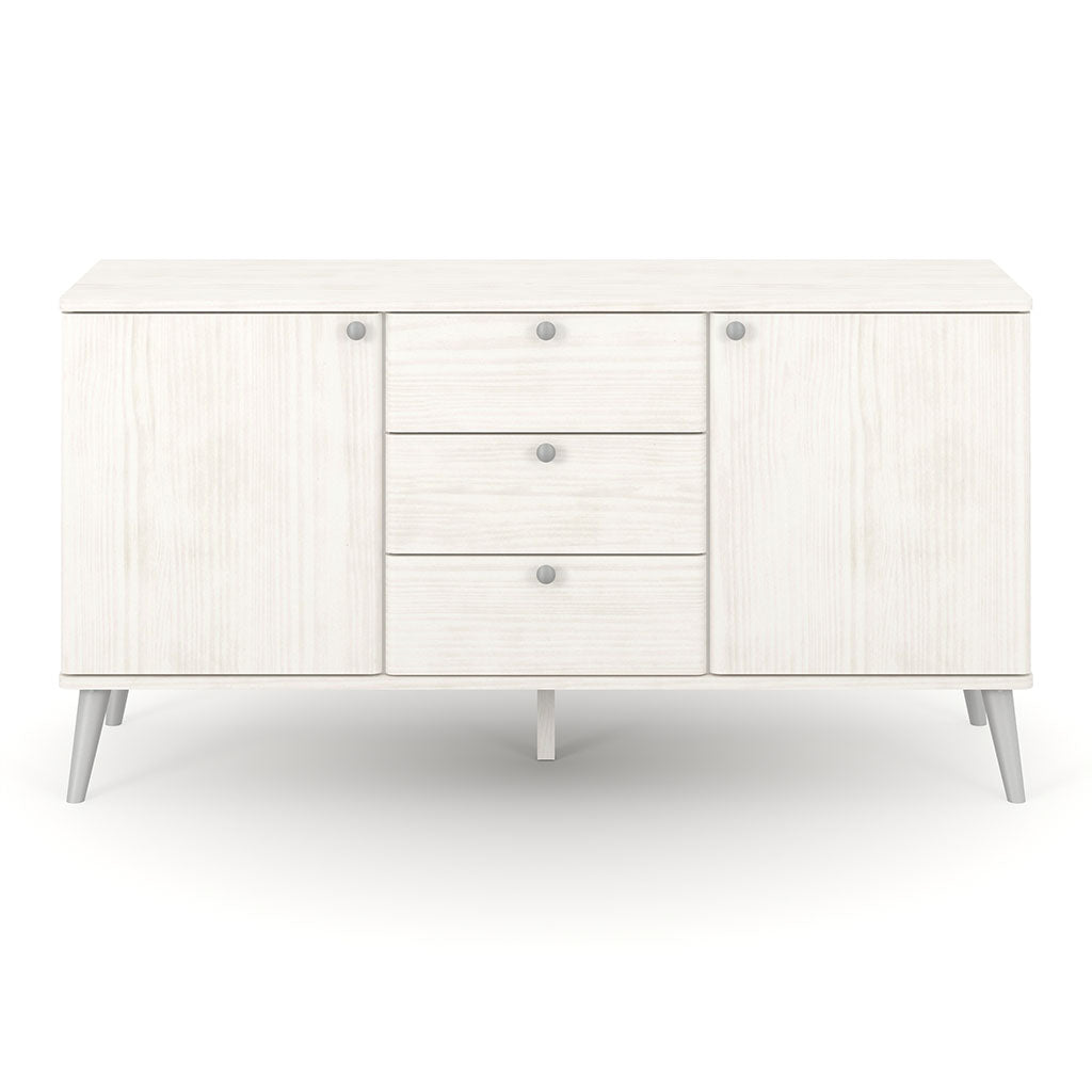 Wooden Sideboard With 2 Doors And 3 Drawers With Plastic Legs - Augusta