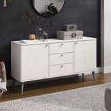 Wooden Sideboard With 2 Doors And 3 Drawers With Plastic Legs - Augusta