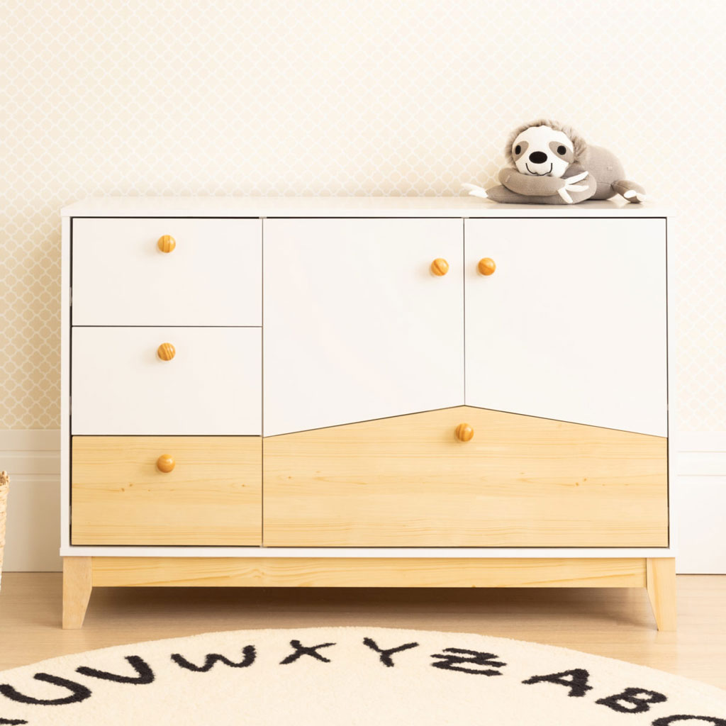 Solid Mango Wood Sideboard With 2 Doors And 4 Drawers - Aspen