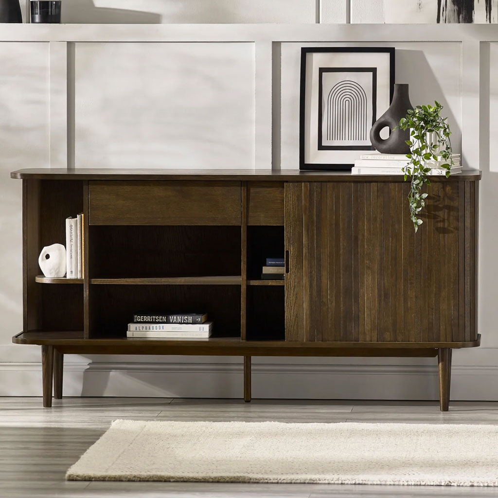 Wooden Sideboard With 2 Sliding Doors And 2 Drawers - Arya