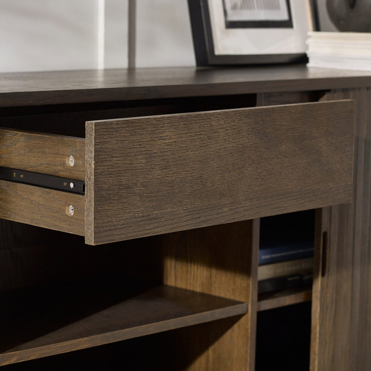 Wooden Sideboard With 2 Sliding Doors And 2 Drawers - Arya