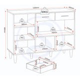 Wooden Sideboard With 3 Doors And 2 Drawers - Tessa