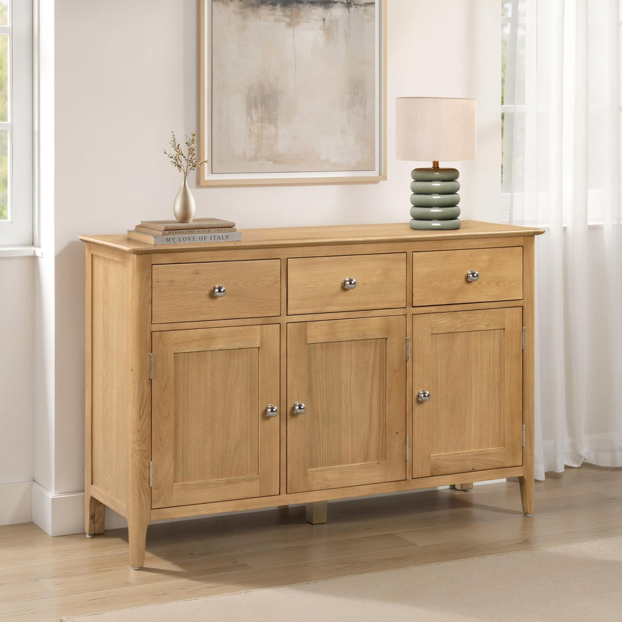 Wooden Sideboard With 3 Doors And 3 Drawers - Cotswold
