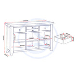 Wooden Sideboard With 3 Doors And 3 Drawers - Windsor