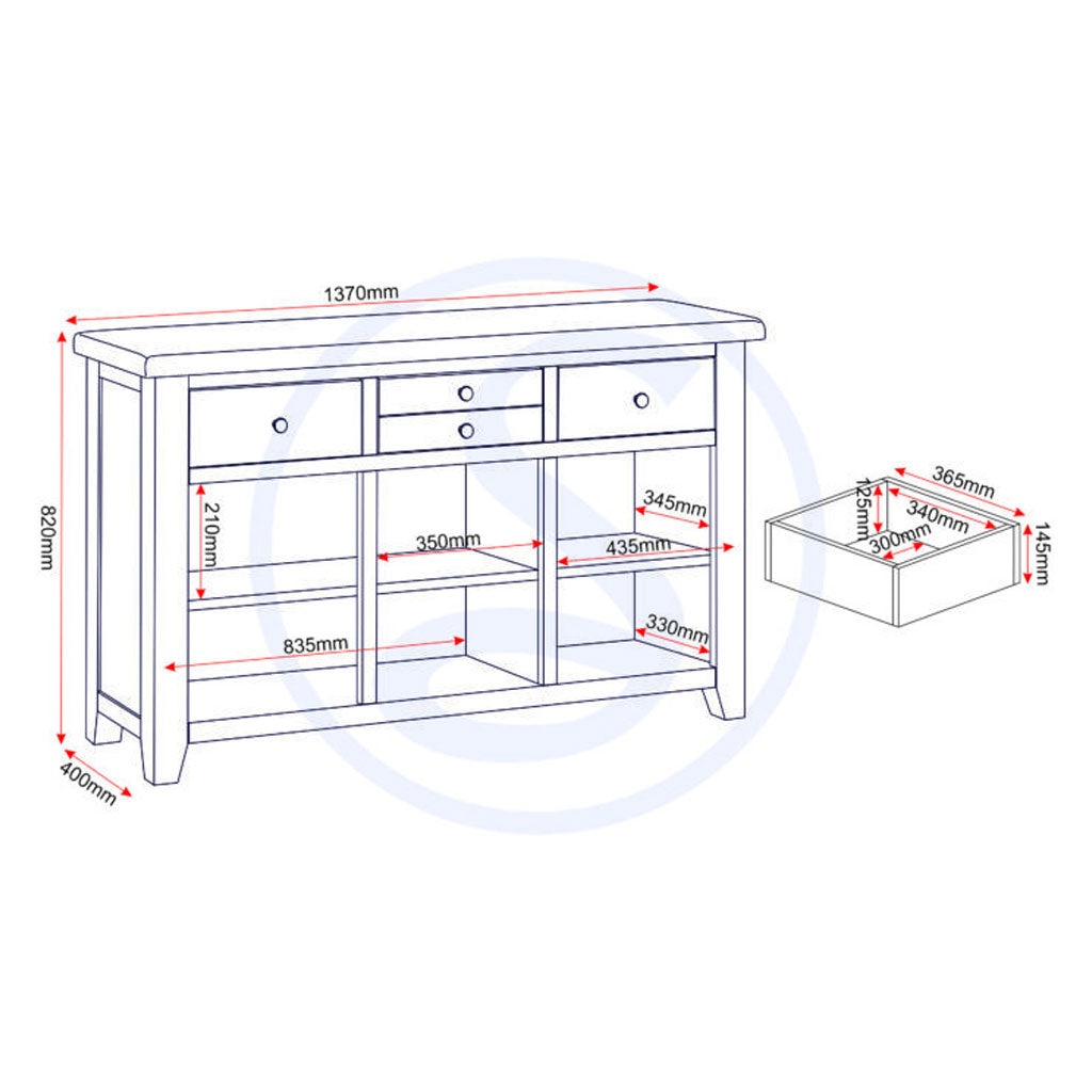 Wooden Sideboard With 3 Doors And 3 Drawers - Windsor