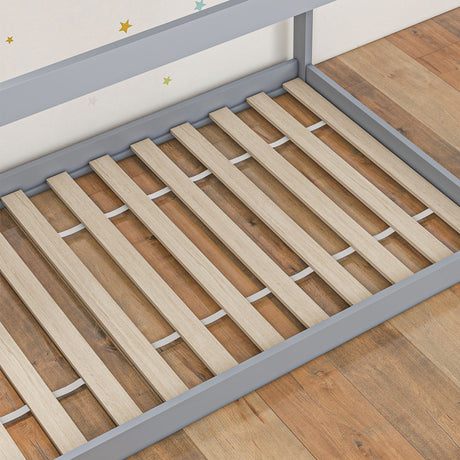 Wooden Single Bed 96cm Wide House Scandinavian Style - Velmora