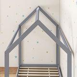 Wooden Single Bed 96cm Wide House Scandinavian Style - Velmora