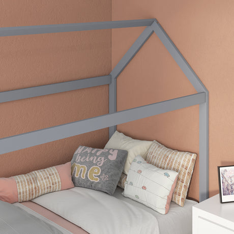 Wooden Single Bed 96cm Wide House Scandinavian Style - Velmora