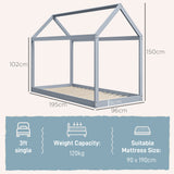 Wooden Single Bed 96cm Wide House Scandinavian Style - Velmora