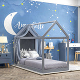 Wooden Single Bed 96cm Wide House Scandinavian Style - Velmora