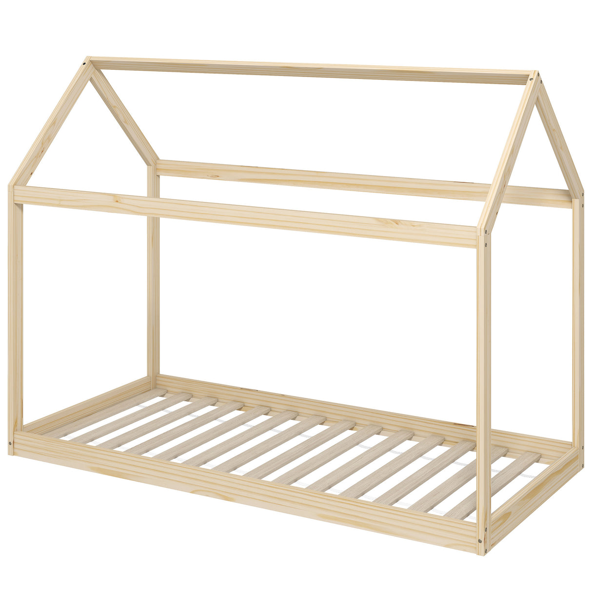 Wooden Single Bed 96cm Wide House Scandinavian Style - Velmora