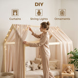 Wooden Single Bed 96cm Wide House Scandinavian Style - Velmora