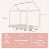 Wooden Single Bed 96cm Wide House Scandinavian Style - Velmora