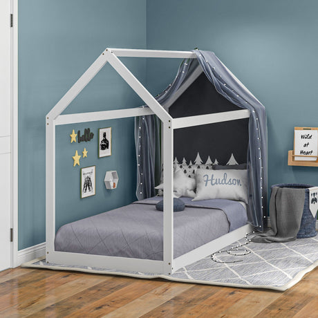 Wooden Single Bed 96cm Wide House Scandinavian Style - Velmora