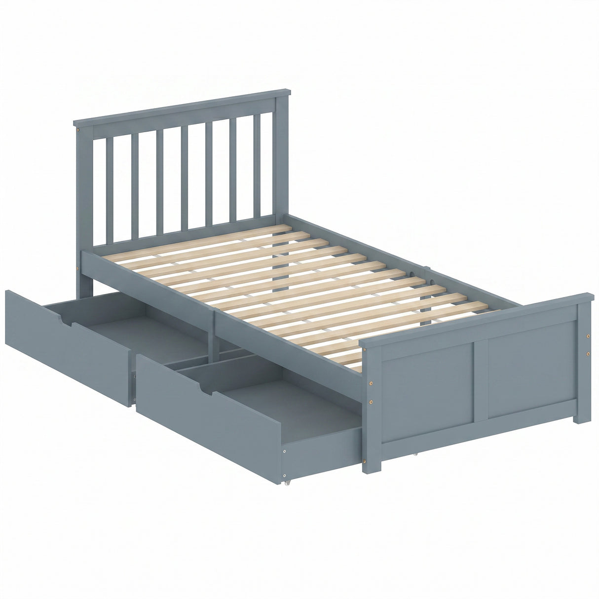 Wooden Single Bed 98cm Wide With 2 Drawers - Velmora