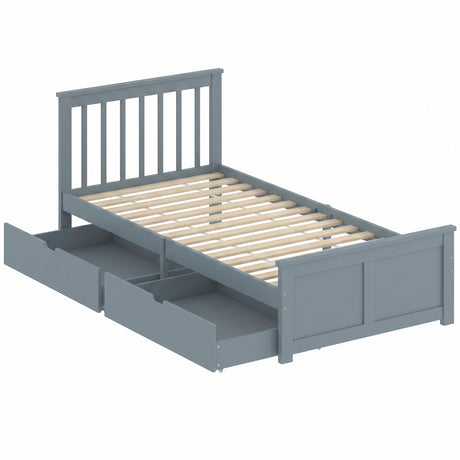 Wooden Single Bed 98cm Wide With 2 Drawers - Velmora