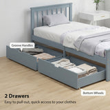 Wooden Single Bed 98cm Wide With 2 Drawers - Velmora