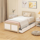 Wooden Single Bed 98cm Wide With 2 Drawers - Velmora