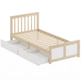 Wooden Single Bed 98cm Wide With 2 Drawers - Velmora